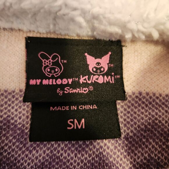 My Melody & Kuromi Sold Out Cozy Sherpa Hooded Pink Purple Open Cardigan, Sz S - Picture 9 of 10
